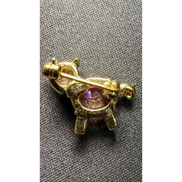 Vintage Joan Rivers Crystal Pig Brooch - Picture 4 of 4